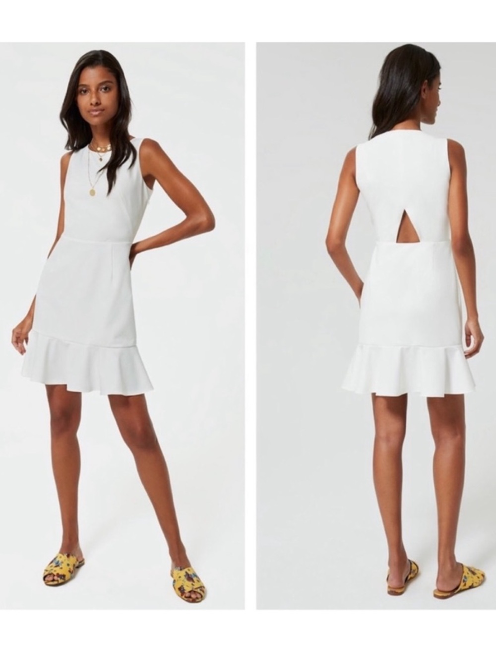 Rebecca Minkoff White Sleeveless Ruffle-Hem Mini Dress